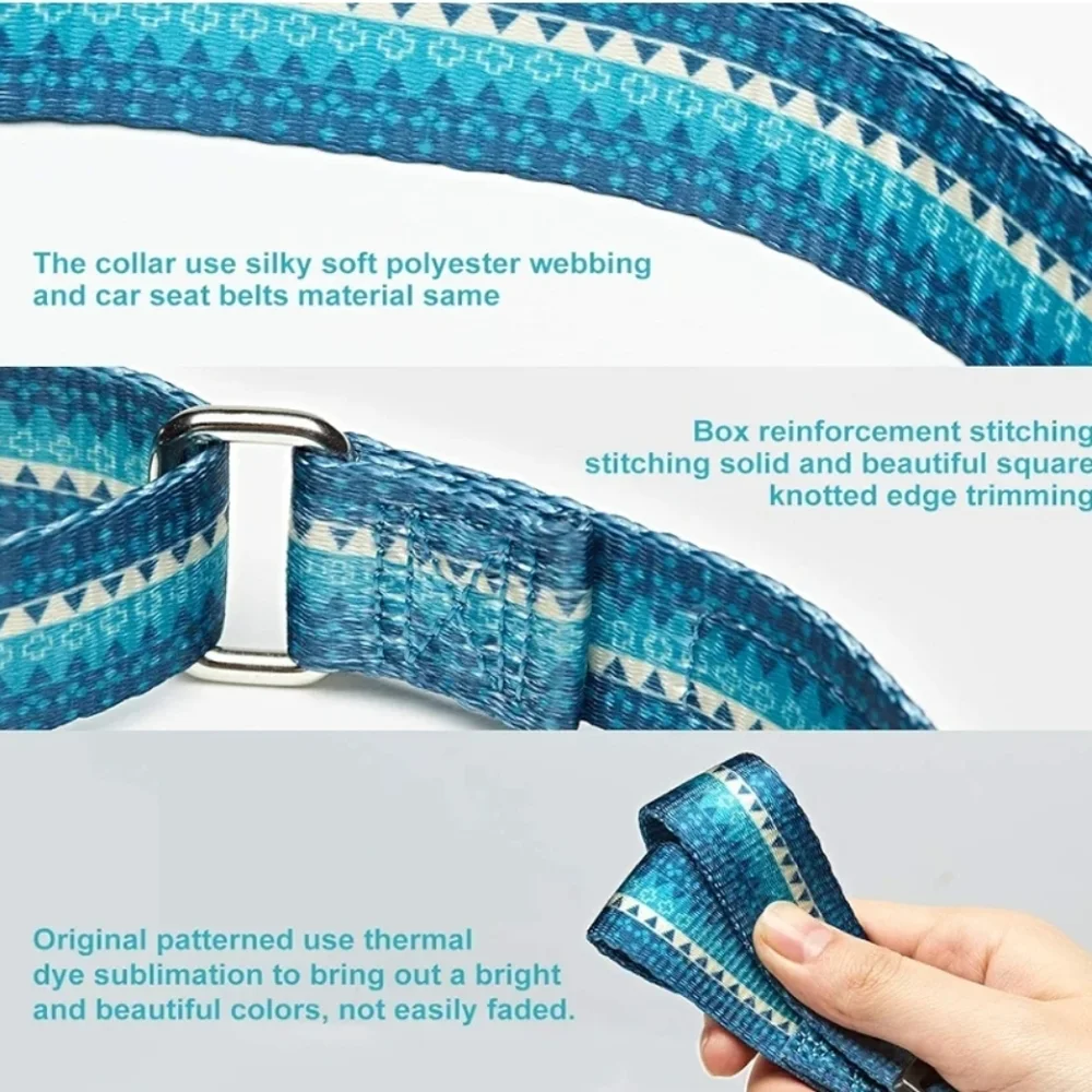 New Turquoise Martingale Dog Training Collar No Pull Heavy Duty Geometric Design